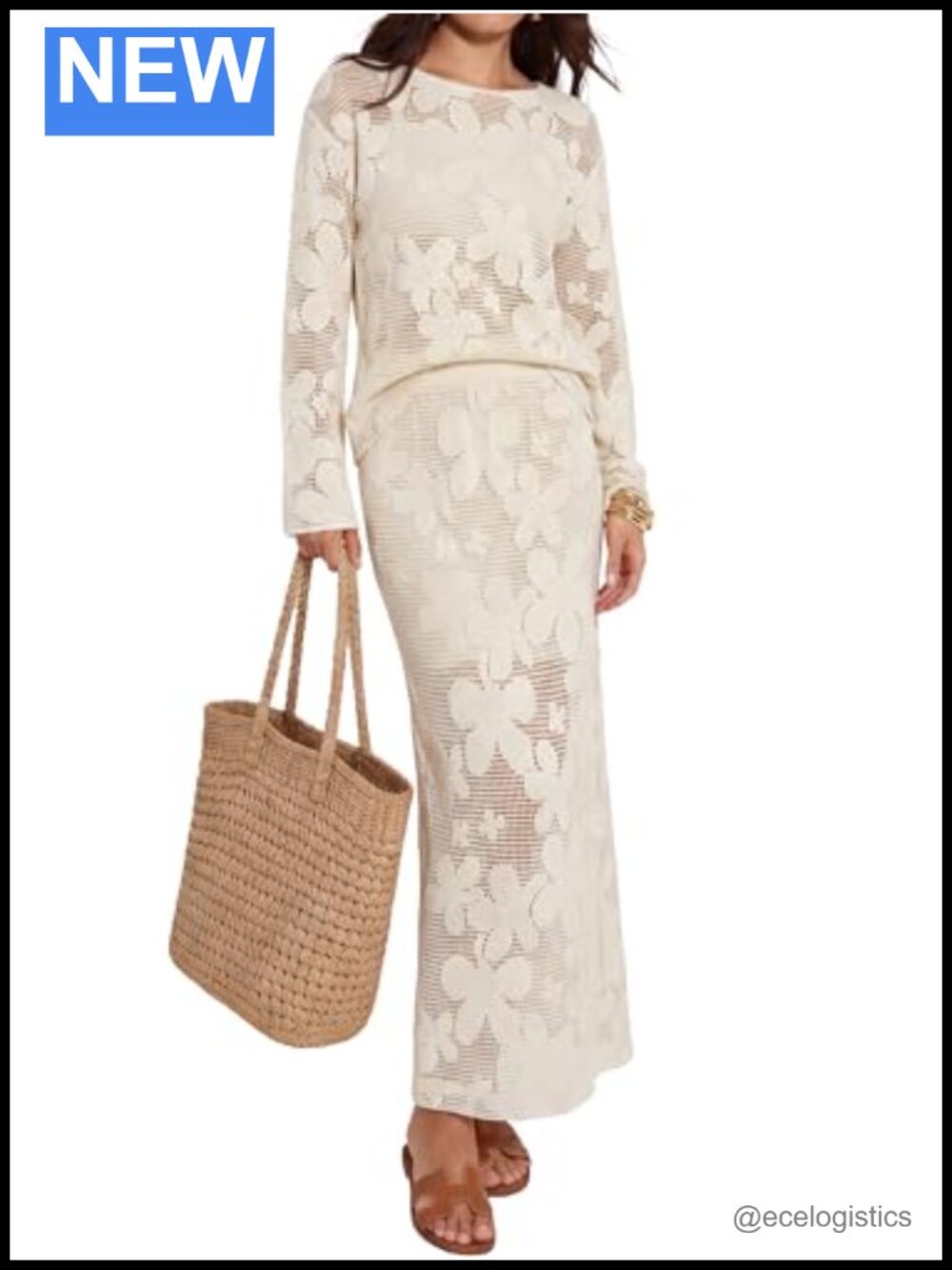 Women's 3-Piece Crochet Knit Skirt Set Long Sleeve Beach Cover Up Vacation